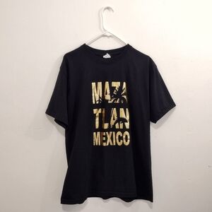 Mazatlan Mexico Men's Black & Gold T-Shirt